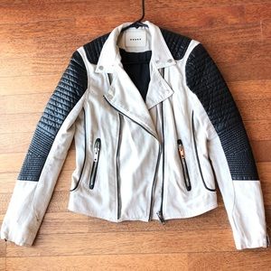 Blank NYC Linen/Faux Leather Moto Jacket